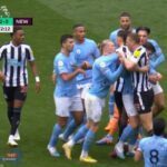 مشادة قوية بين هالاند ودان بيرن في مباراة مانشستر سيتي ونيوكاسل