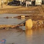 انهيار جزئي لحوض تجميع مياه في محطة كهرباء غرب أسيوط