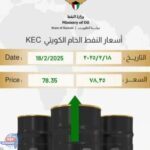 النفط الكويتي يرتفع 34 سنتاً ليبلغ 78.35 دولاراً للبرميل
