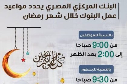 البنك المركزي: مواعيد عمل البنوك خلال رمضان