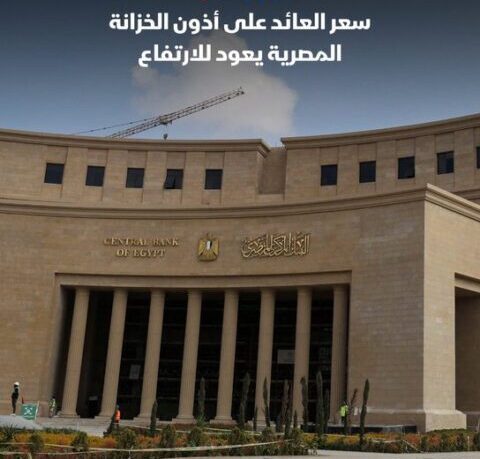 ارتفاع جديد في متوسط العائد على أذون الخزانة المصرية لأجل 6 أشهر