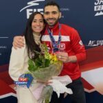 زياد السيسي يحتفل ببرونزية كأس العالم للسيف في أمريكا برفقة زوجته بطلة الاسكواش نوران جوهر