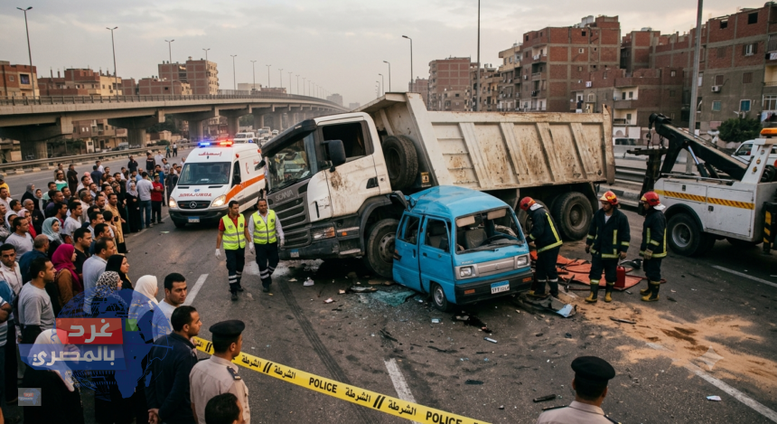 حادث مروع على الطريق الدائري بالوراق