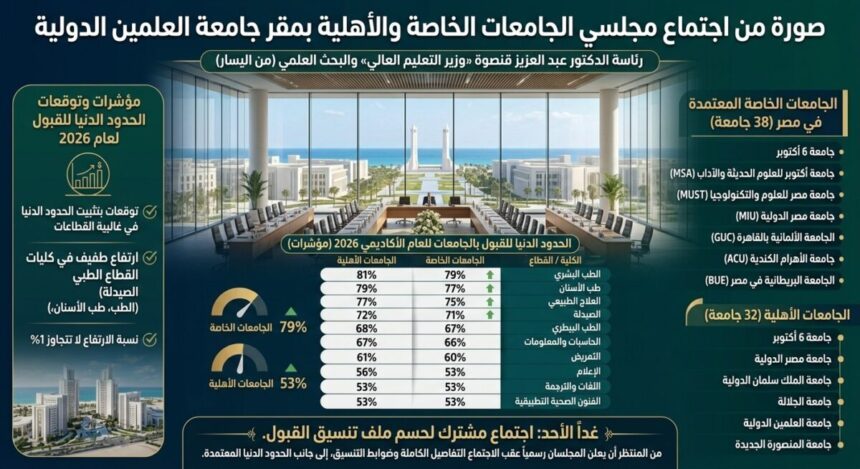 تفاصيل وتوقعات الحدود الدنيا لتنسيق الجامعات الخاصة والأهلية 2026