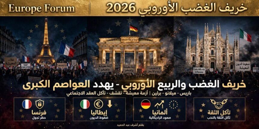 احتجاجات مظاهرات الربيع الأوروبي فرنسا وإيطاليا وألمانيا