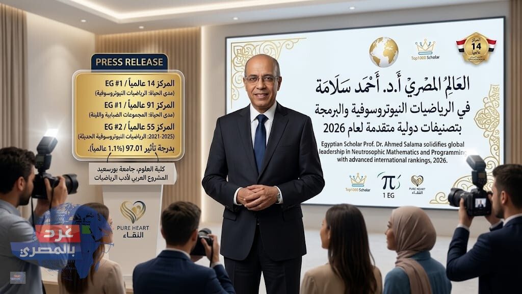 أ.د. أحمد أستاذ الرياضيات يحصل على درجة تأثير 97.01 وترتيب 14 عالمياً في النظرية النيوتروسوفية