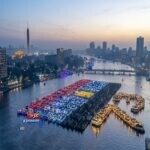 عشرات السفن في النيل تضيء بعلم مصر أحتفالا بذكري أنتصار العبور العظيم 1973